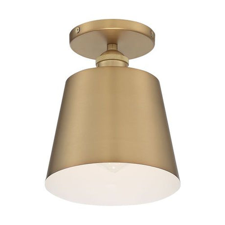Nuvo Lighting 60-7321 Motif Semi Flush Mount Ceiling Light - Brushed Brass / White Accents