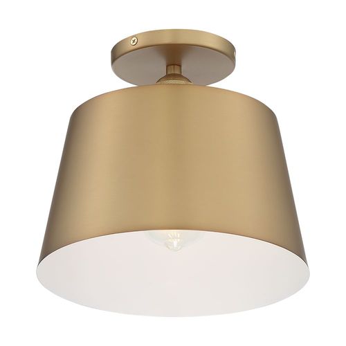 Nuvo Lighting 60-7322 Motif Semi Flush Mount Ceiling Light - Brushed Brass / White Accents