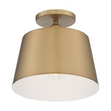 Nuvo Lighting 60-7322 Motif Semi Flush Mount Ceiling Light - Brushed Brass / White Accents