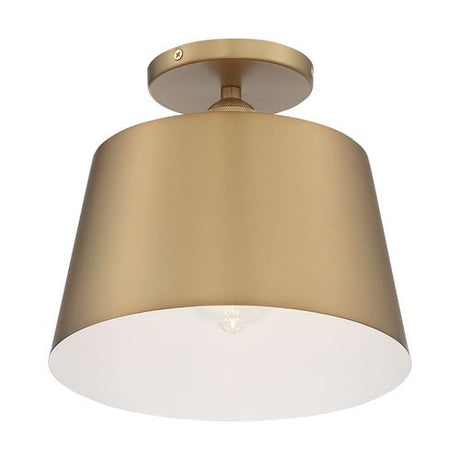 Nuvo Lighting 60-7322 Motif Semi Flush Mount Ceiling Light - Brushed Brass / White Accents