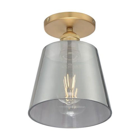 Nuvo Lighting 60-7323 Motif Semi Flush Mount Ceiling Light - Brushed Brass / Smoked Glass