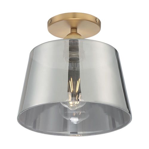 Nuvo Lighting 60-7324 Motif Semi Flush Mount Ceiling Light - Brushed Brass / Smoked Glass