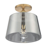 Nuvo Lighting 60-7324 Motif Semi Flush Mount Ceiling Light - Brushed Brass / Smoked Glass