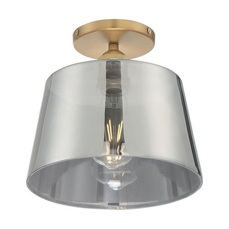 Nuvo Lighting 60-7324 Motif Semi Flush Mount Ceiling Light - Brushed Brass / Smoked Glass