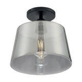 Nuvo Lighting 60-7334 Motif Semi Flush Mount Ceiling Light - Black / Smoked Glass