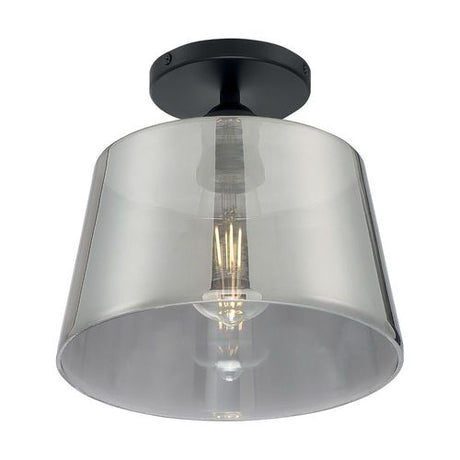 Nuvo Lighting 60-7334 Motif Semi Flush Mount Ceiling Light - Black / Smoked Glass