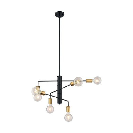 Nuvo Lighting 60-7344 Ryder Mid Sized Chandelier - Black / Brushed Brass