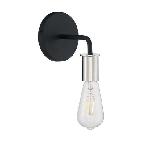 Nuvo Lighting 60-7351 Ryder 1 Bulb Wall Sconce - Black / Polished Nickel