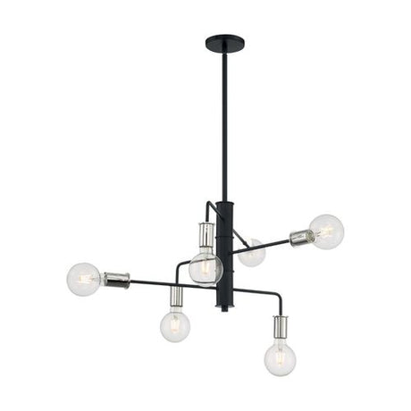 Nuvo Lighting 60-7354 Ryder Mid Sized Chandelier - Black / Polished Nickel