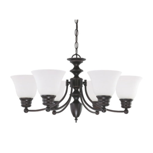 Nuvo Lighting 60-3169 Empire Mid Sized Chandelier - Mahogany Bronze / Frosted