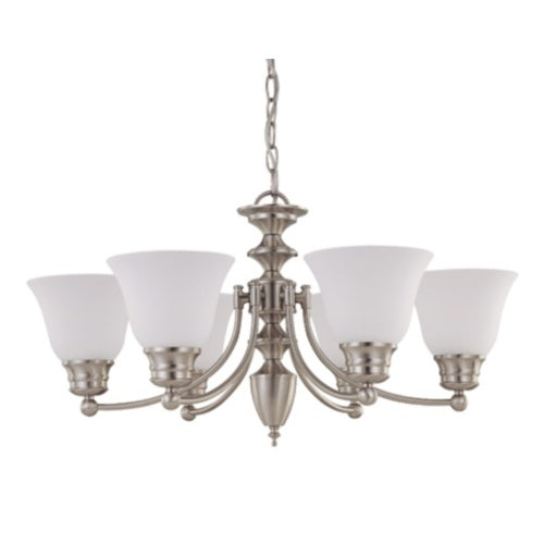 Nuvo Lighting 60-3255 Empire Mid Sized Chandelier - Brushed Nickel / Frosted