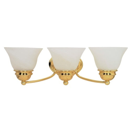 Nuvo Lighting 60-350 Empire 3 Bulb Bathroom Light - Polished Brass / Alabaster