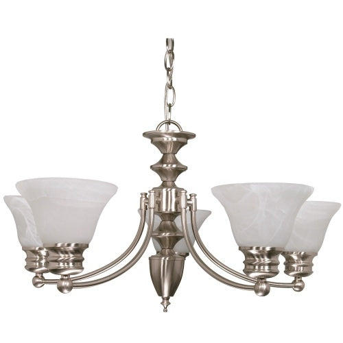 Nuvo Lighting 60-356 Empire Mid Sized Chandelier - Brushed Nickel / Alabaster