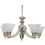 Nuvo Lighting 60-356 Empire Mid Sized Chandelier - Brushed Nickel / Alabaster