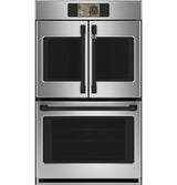 Café CTD90FP2ZS1 French-door double wall oven with Flat Black handle hardware