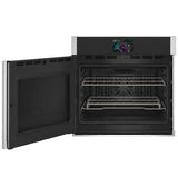 GE Profile PTS700LSZSS wall oven — left-hand side-swing door open