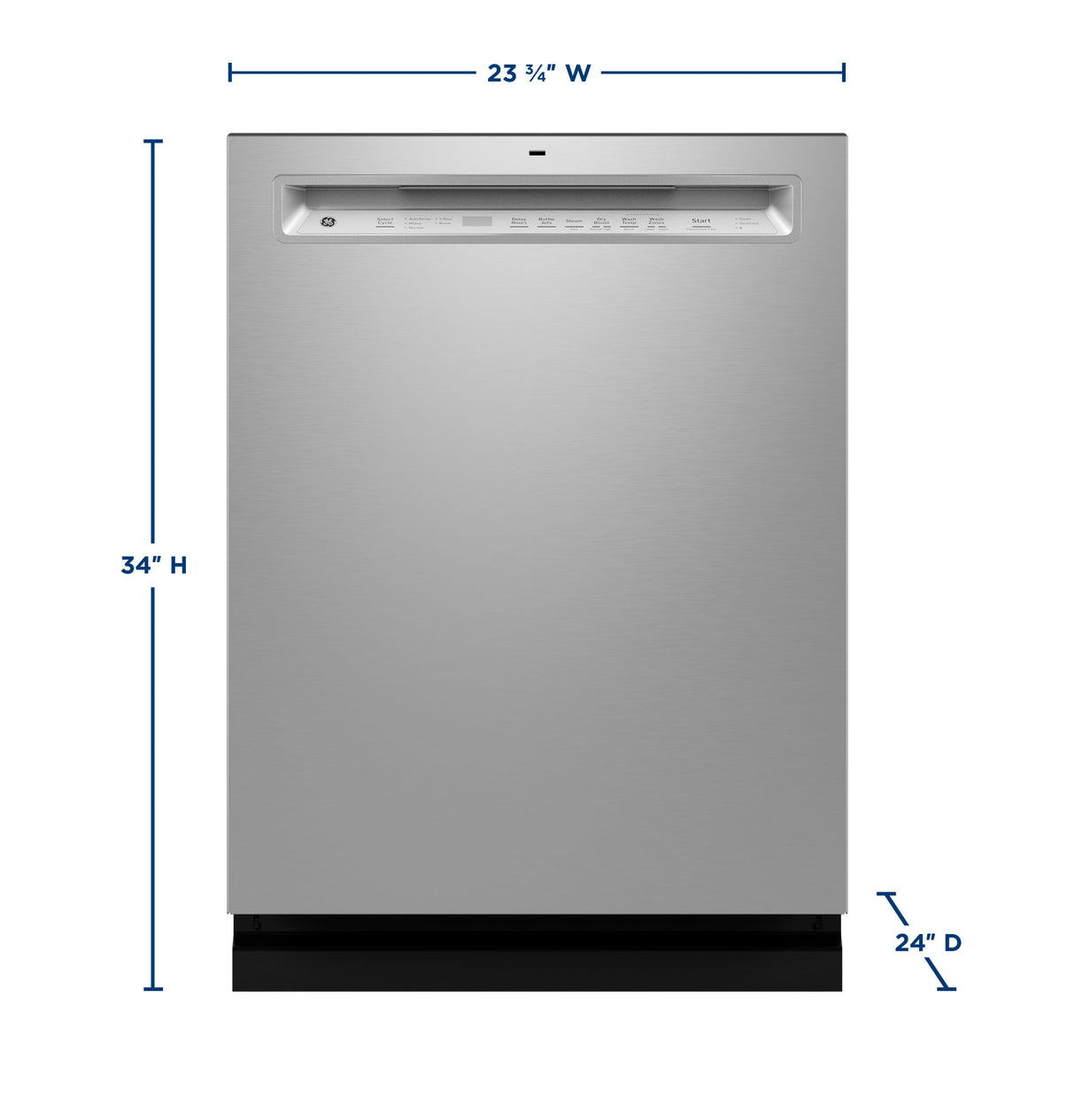 GE GDF650SYVFS - 24 in. Front Control Flush-Mount Dishwasher with 47 dBa Sound Level, 3rd-Rack, Dry Boost & Pocket Handle - Fingerprint Resistant Stainless