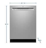 GE GDF650SYVFS - 24 in. Front Control Flush-Mount Dishwasher with 47 dBa Sound Level, 3rd-Rack, Dry Boost & Pocket Handle - Fingerprint Resistant Stainless