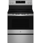 GE Profile PRF700AYFS electric range angled view