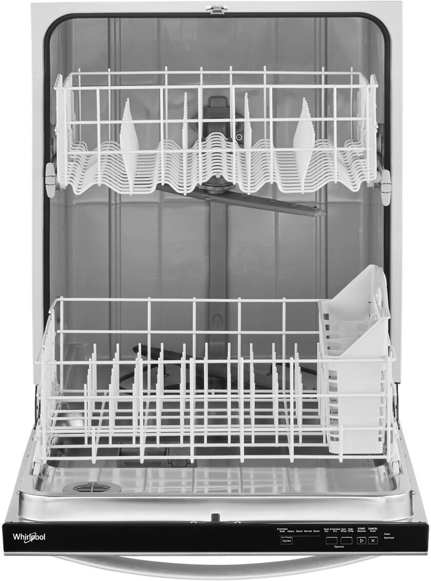 Whirlpool WDT531HAPM dishwasher open racks detail