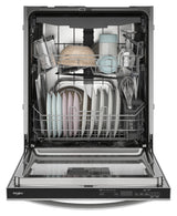 Whirlpool WDT550SAPZ dishwasher open with racks