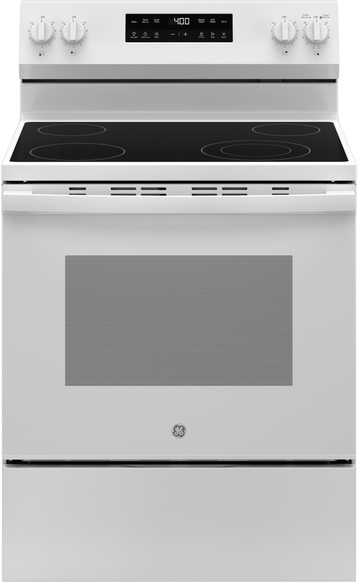 GE GRF400PVWW 30-inch Smart Electric Range White - Front View
