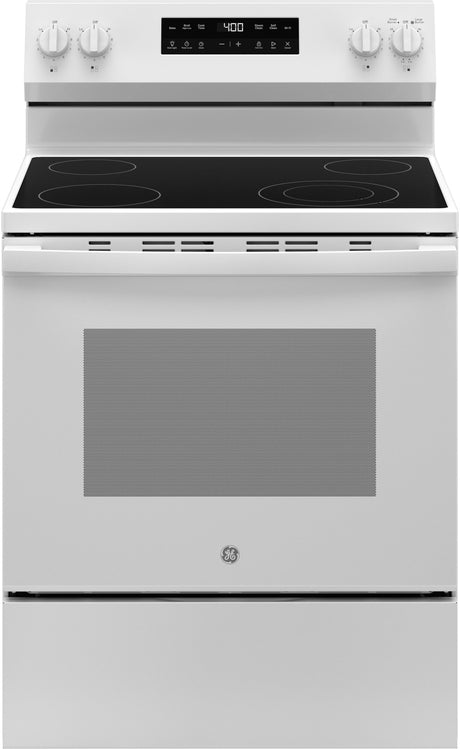 GE GRF400PVWW 30-inch Smart Electric Range White - Front View
