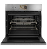 Café CTS90DM2ZS5 single wall oven front view with handleless Platinum Glass door closed