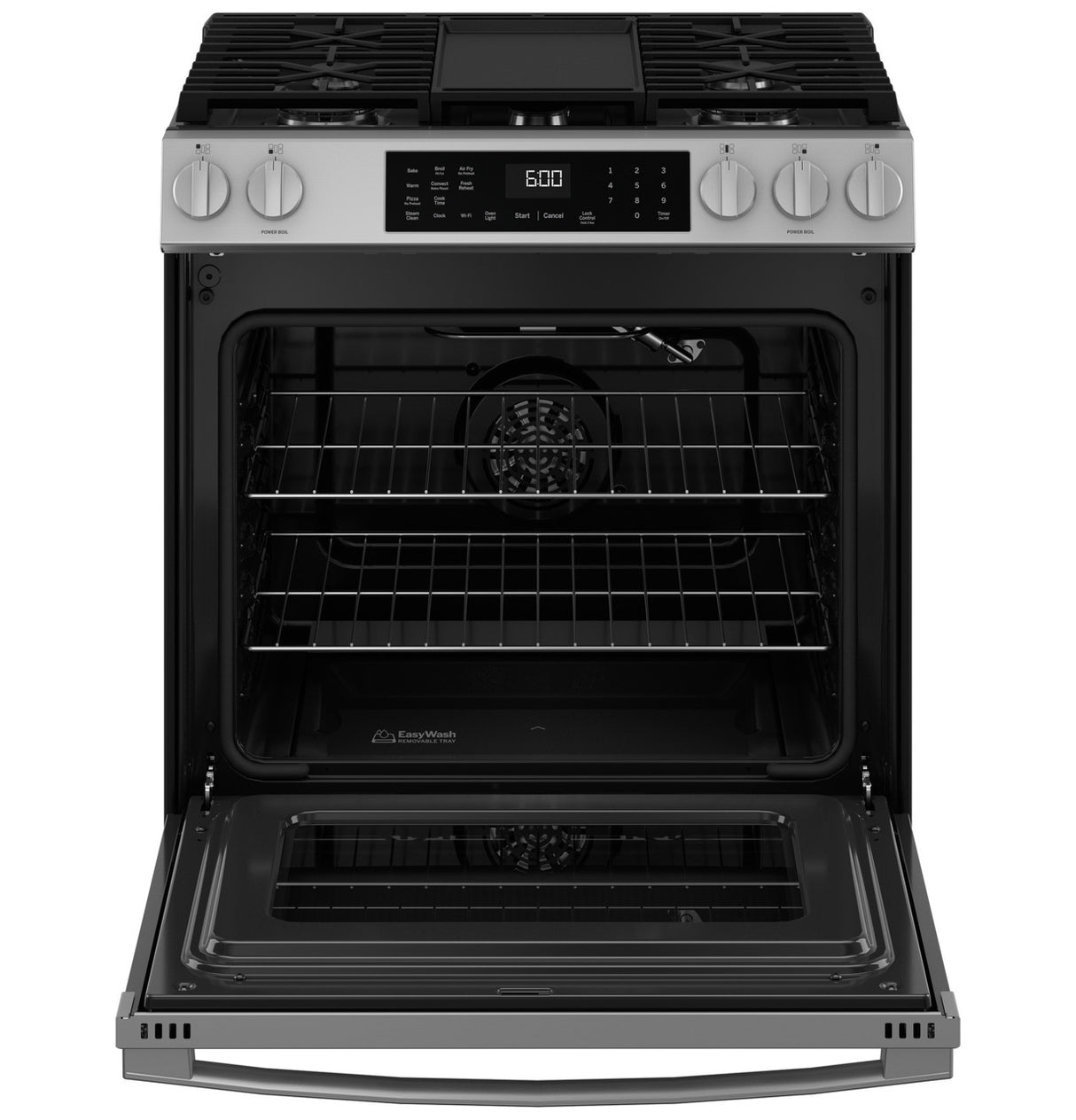 GE 30" Slide-In Front-Control Convection Gas Range with Air Fry – Stainless Steel (GGS600AVFS)