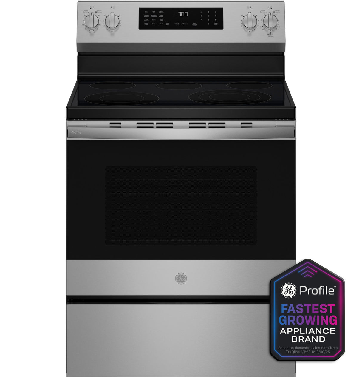 GE Profile PRF700AYFS 30 inch electric range front view