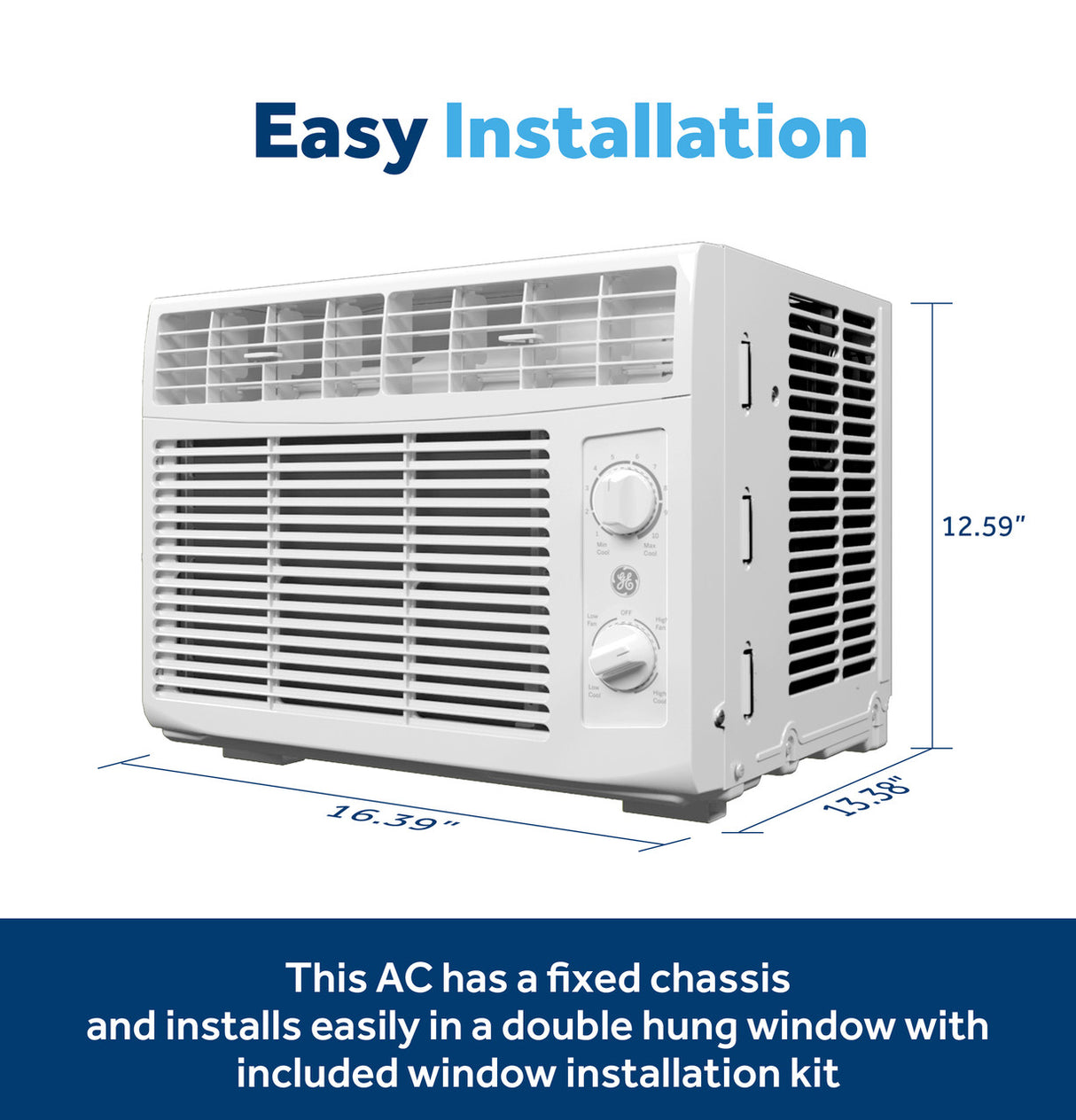 GE 5,000 BTU Mechanical Window Air Conditioner, 115V, Small Rooms up to 150 sq. ft., White