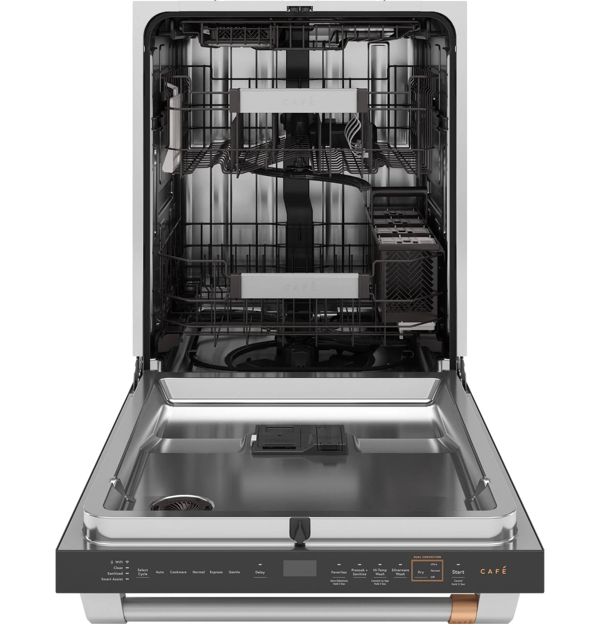 Café 24" CustomFit Smart Built-In Dishwasher with Ultra Wash & Dual Convection Ultra Dry, 16 Place Settings, 44 dBA - Matte Black with Brushed Stainless Handles