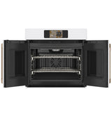Café CTS90FP4ZW2 matte white French-door wall oven angled view