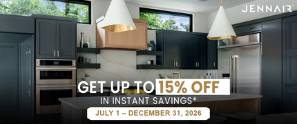 JennAir instant savings up to 15% off, July 1 to December 31, 2026