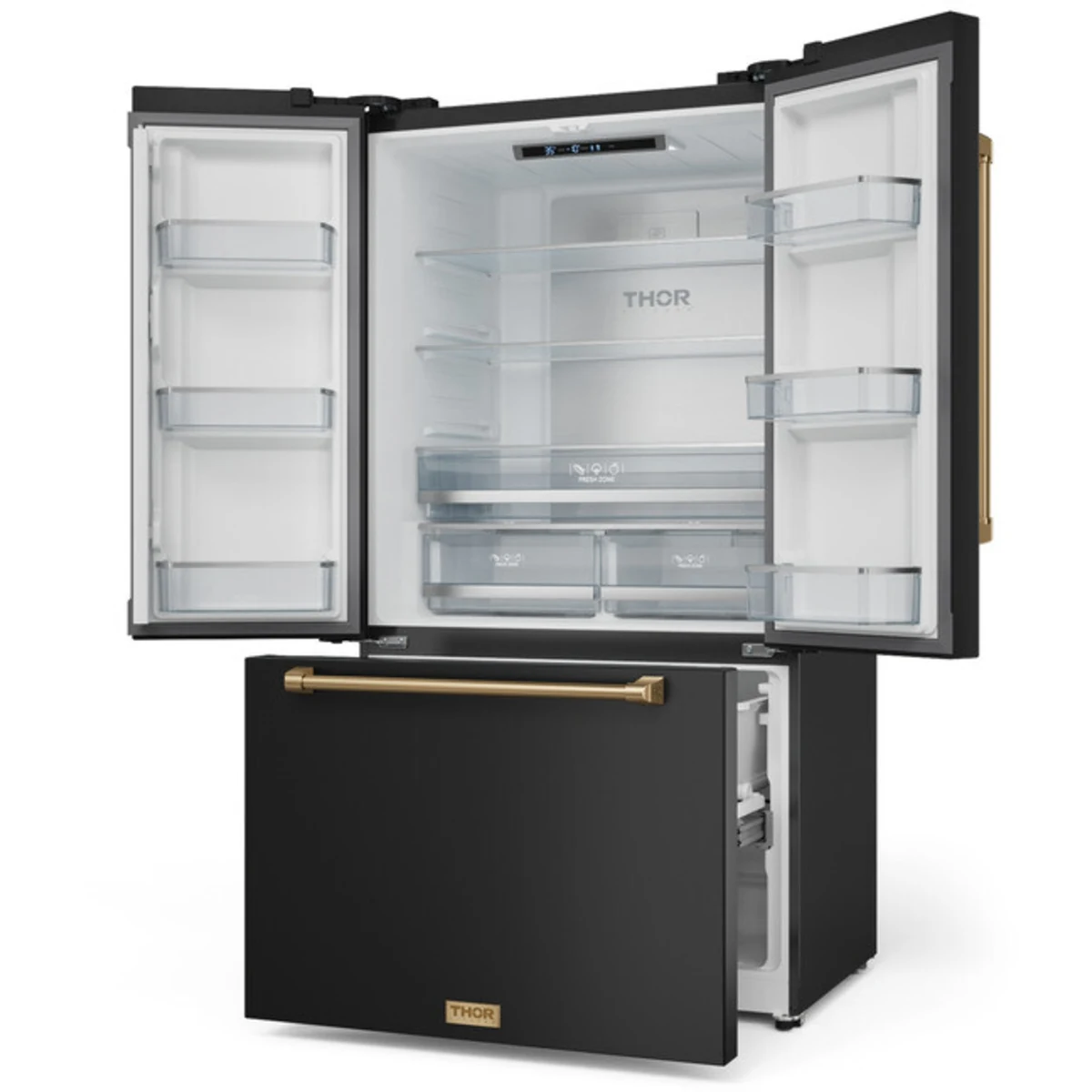 Gordon Ramsay Series by Thor Kitchen 20.3 Cu. Ft. Counter Depth Refrigerator with Bronze Hardware - Black(RF3621CTD00BRZ)