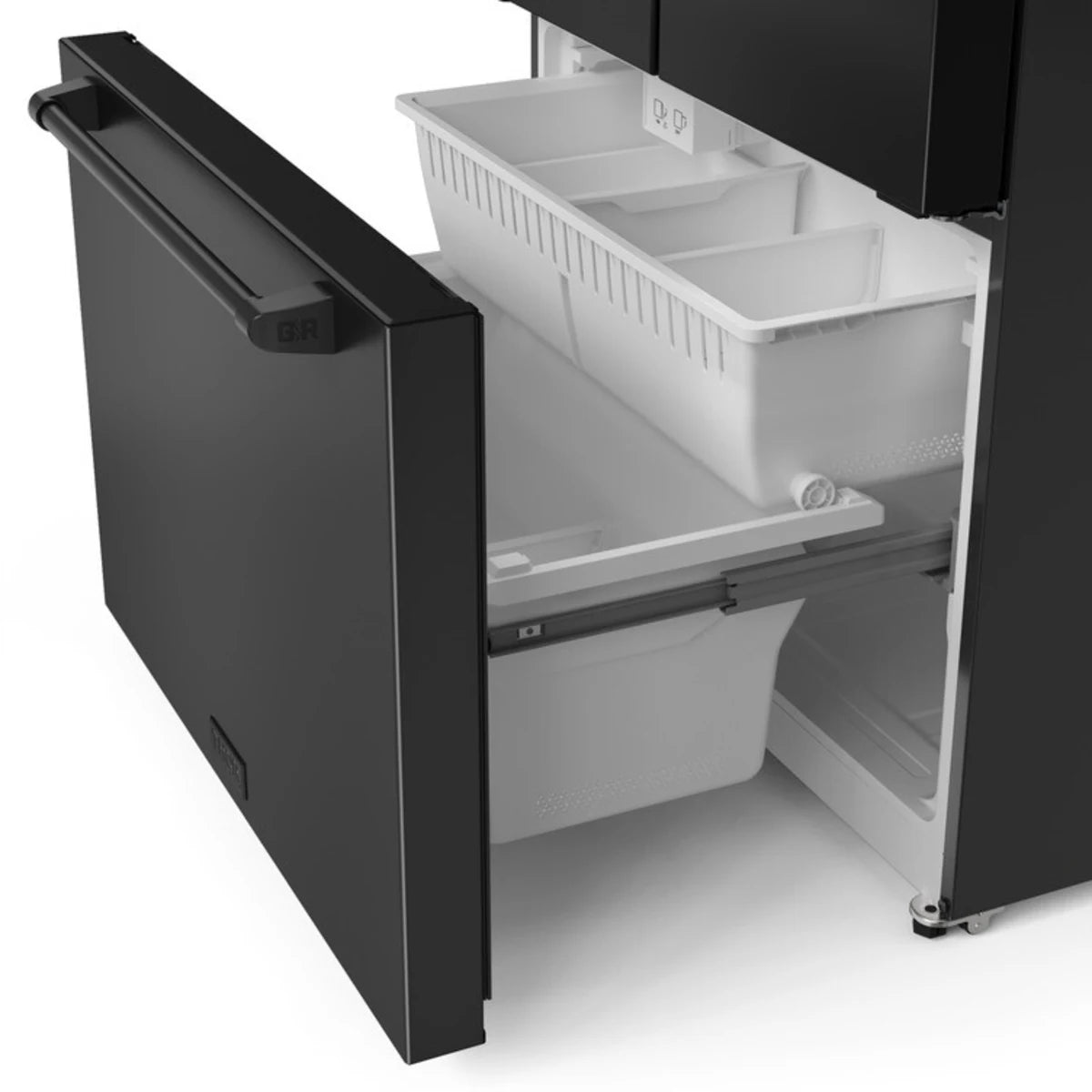 36 Inch 20.3 cu ft French Door Counter Depth Refrigerator with Ice Maker in Black | Gordon Ramsay Series – RF3621CTD00