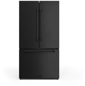 36 Inch 20.3 cu ft French Door Counter Depth Refrigerator with Ice Maker in Black | Gordon Ramsay Series – RF3621CTD00