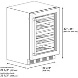 ZLINE Touchstone 24" Indoor/Outdoor Built-In Wine Cooler 44 Bottle Capacity Stainless Steel Glass Door & Chapagne Bronze Handle