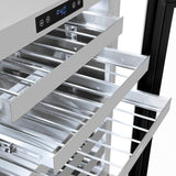 ZLINE Touchstone 24" Indoor/Outdoor Built-In Wine Cooler 44 Bottle Capacity Stainless Steel Glass Door & Chapagne Bronze Handle