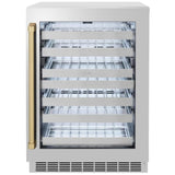 ZLINE Touchstone 24" Indoor/Outdoor Built-In Wine Cooler 44 Bottle Capacity Stainless Steel Glass Door & Chapagne Bronze Handle