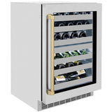 ZLINE Touchstone 24" Indoor/Outdoor Built-In Wine Cooler 44 Bottle Capacity Stainless Steel Glass Door & Chapagne Bronze Handle