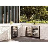 ZLINE Touchstone 24" Indoor/Outdoor Built-In Wine Cooler 44 Bottle Capacity Stainless Steel Glass Door & Chapagne Bronze Handle