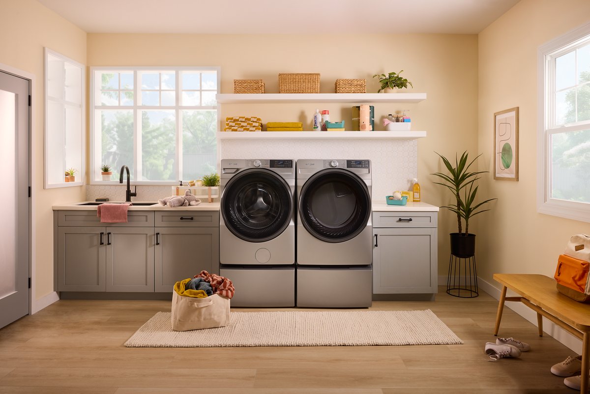 Whirlpool WED5720RR dryer in laundry room