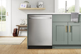 Whirlpool WDT740SALZ dishwasher installed in kitchen