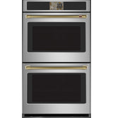 Café CTD90DP2ZS1 double wall oven with Brushed Brass handle hardware