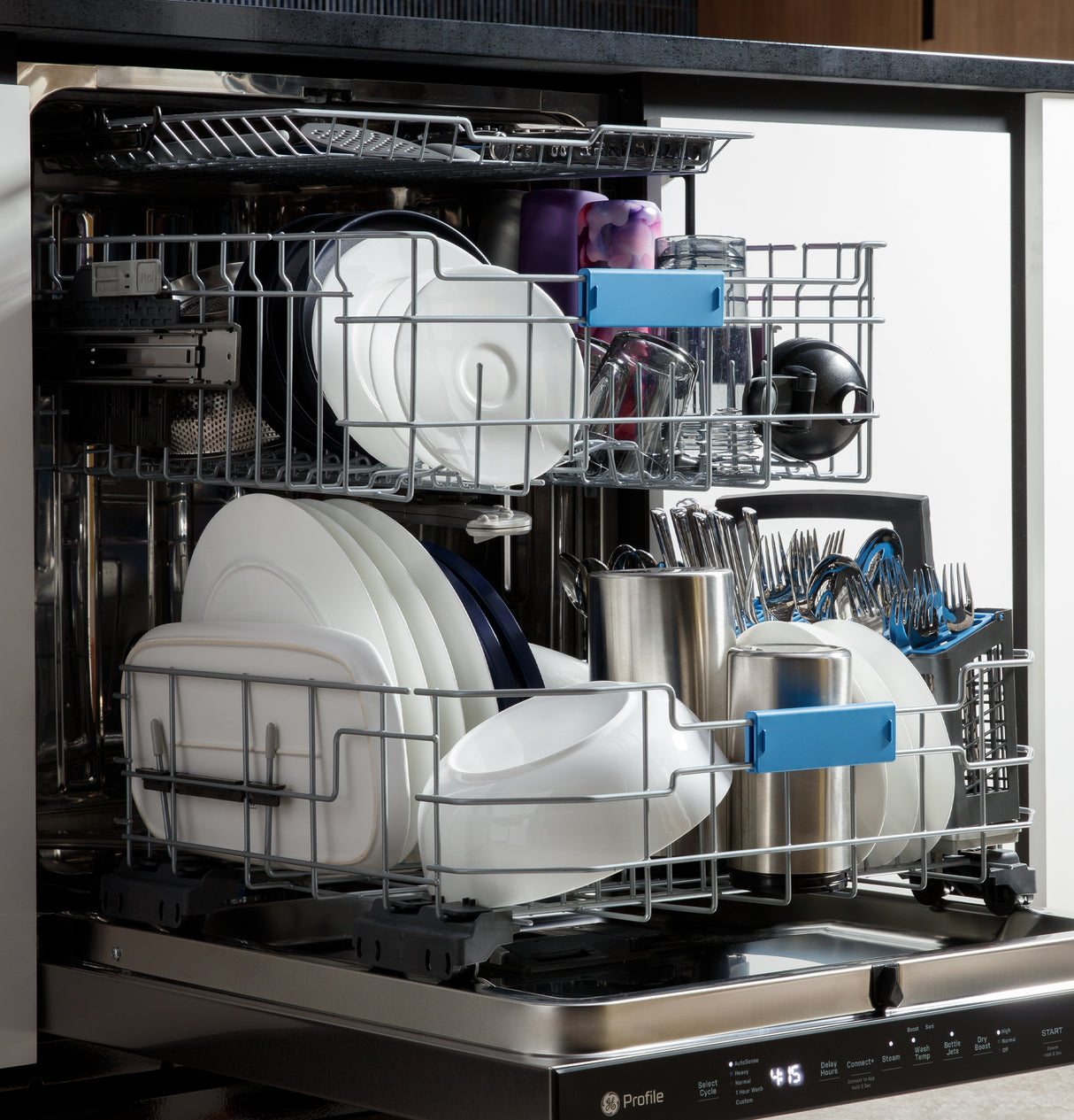 GE Profile(TM) ENERGY STAR(R) Fingerprint Resistant Top Control Stainless Interior Dishwasher with Microban(TM) Antimicrobial Protection with Sanitize Cycle - (PDP715SYVFS)