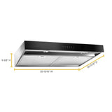 Whirlpool WVU57UC6FS stainless under-cabinet range hood installed