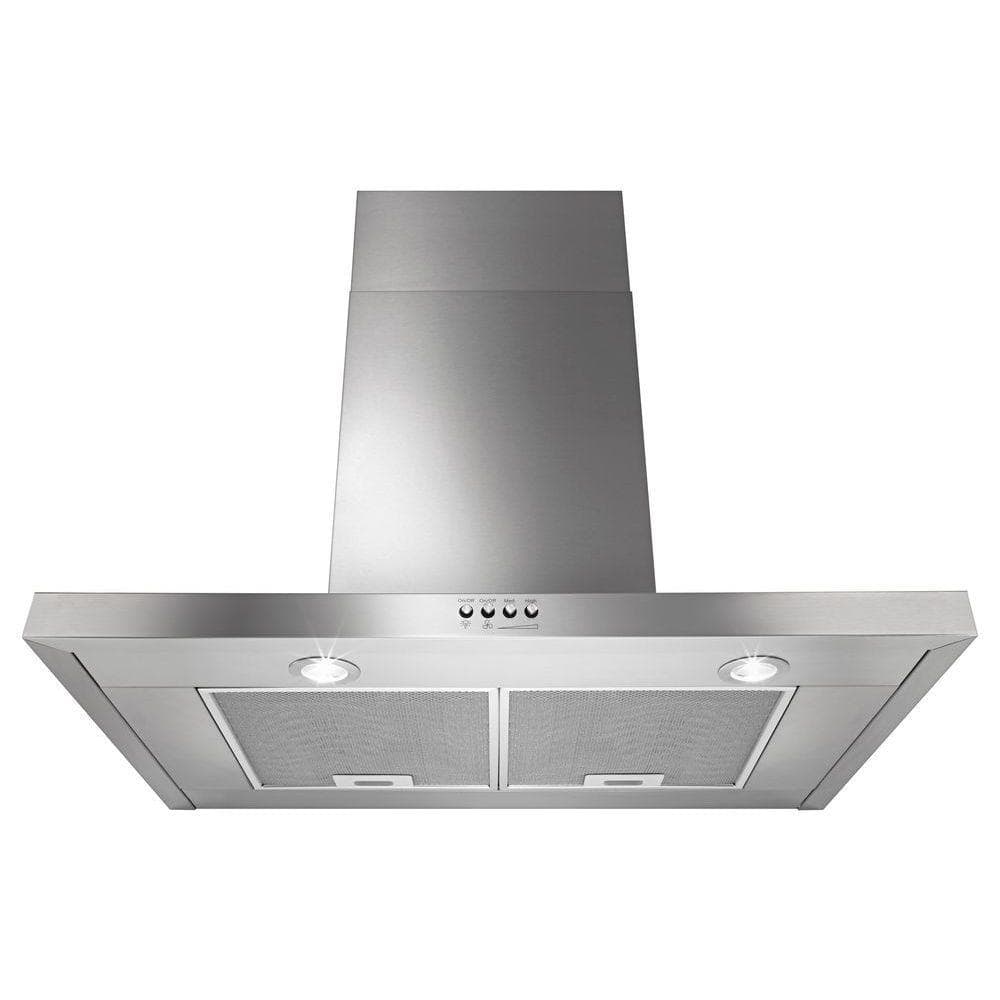 Whirlpool WVW57UC0FS stainless wall range hood angle