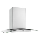 Whirlpool WVW75UC6DS stainless glass wall range hood controls