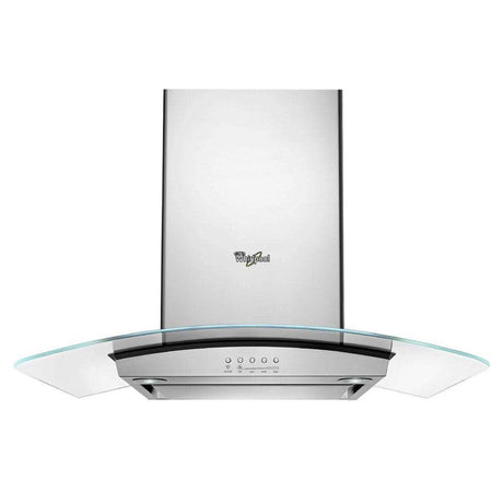 Whirlpool WVW75UC6DS stainless glass wall range hood front view